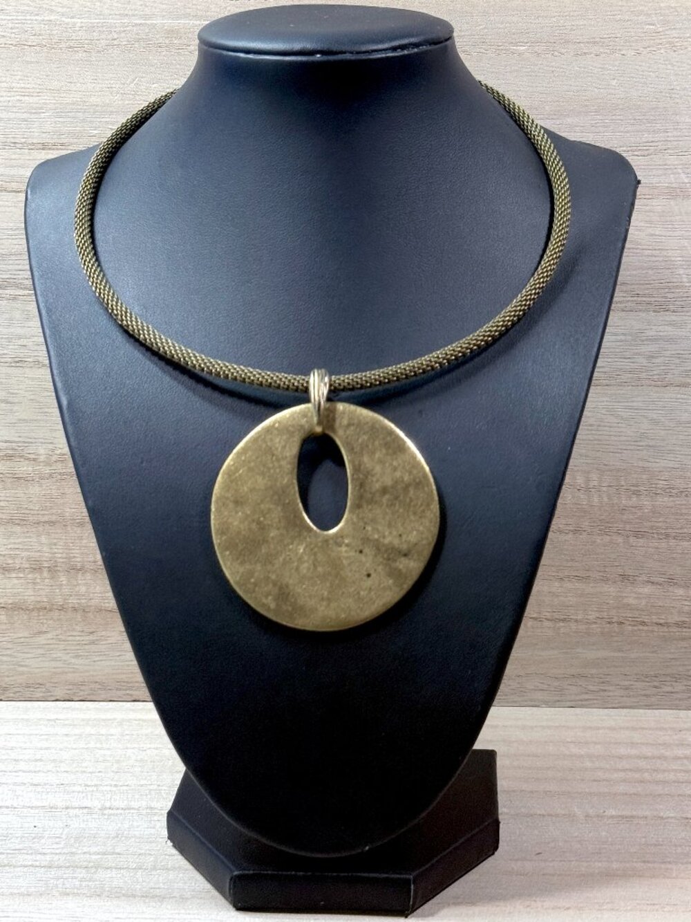 Erica Lyons Rigid Mesh Choker Statement Pendant Necklace